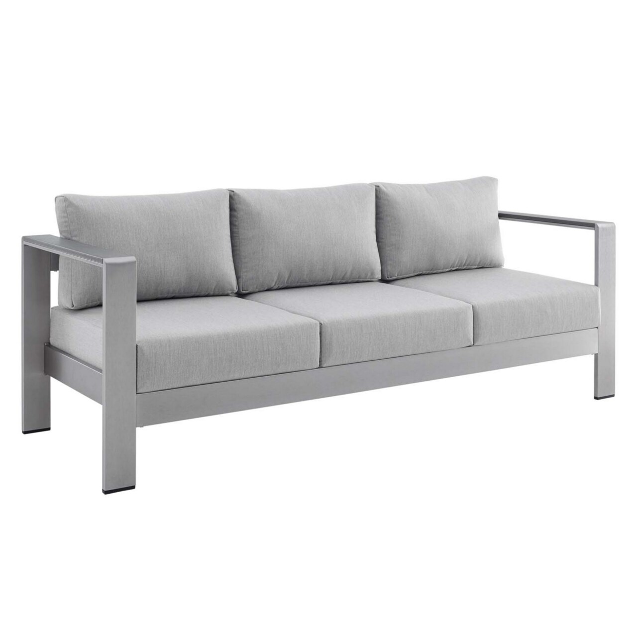 Modway Shore Sunbrella? Fabric Aluminum Outdoor Patio Sofa, Silver Gray